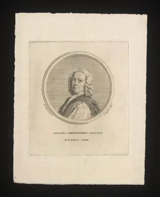Johannes Christophorus Pepusch, by Charles Grignion, 1750