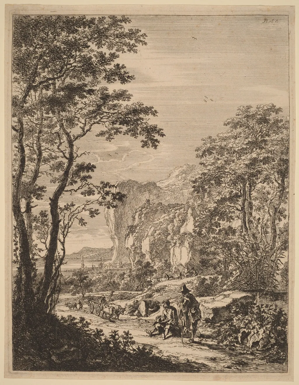 The Ox-Cart: View between Ancona and Sinigaglia, by Jan Both, ink