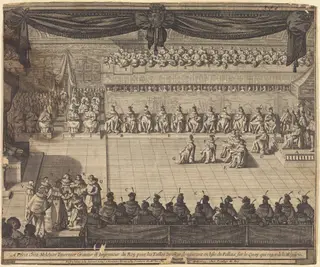 Meeting in the Chapel at Fontainebleau, by Abraham Bosse, ink, 1633