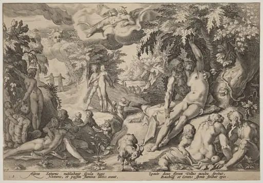 The Golden Age, by Hendrik Goltzius, ink, 1589