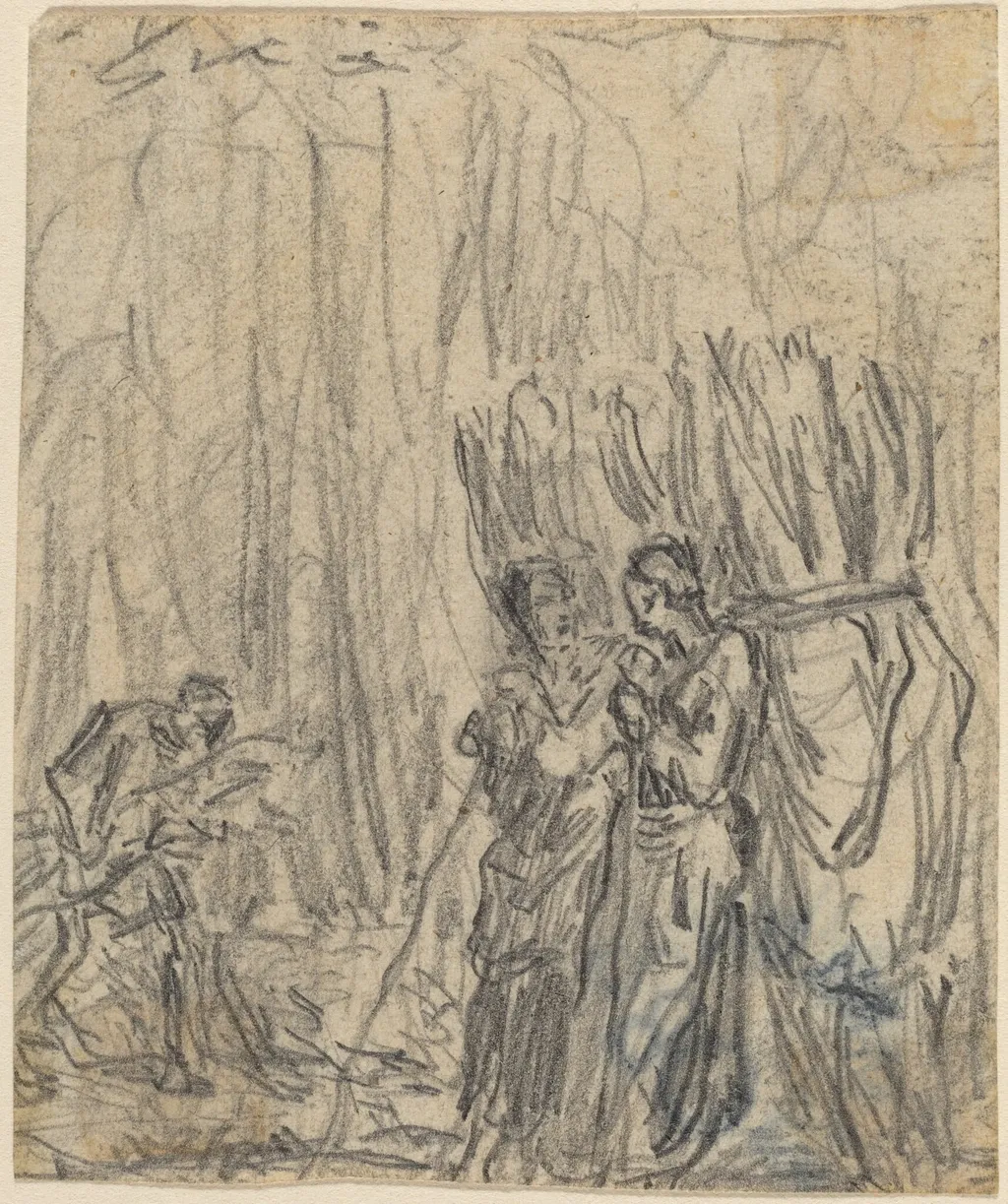 Gleaners, by Théodore Rousseau, graphite, 1840