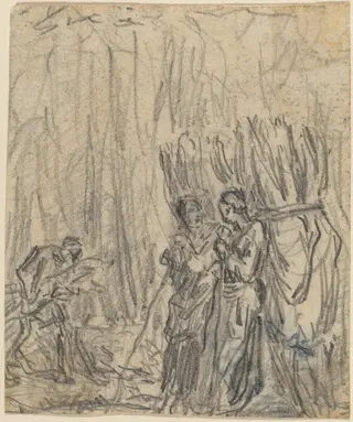 Gleaners, by Théodore Rousseau, graphite, 1840