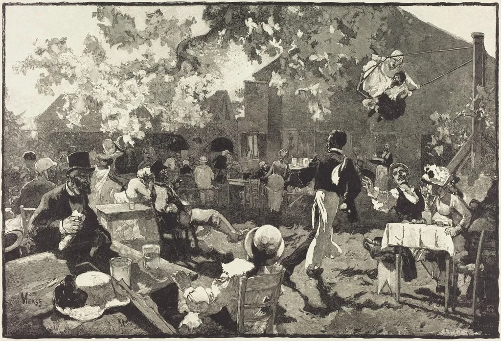Le Cabaret du Coq de Bruyère au Bois de Meudon, by Auguste Lepère, ink, 1888