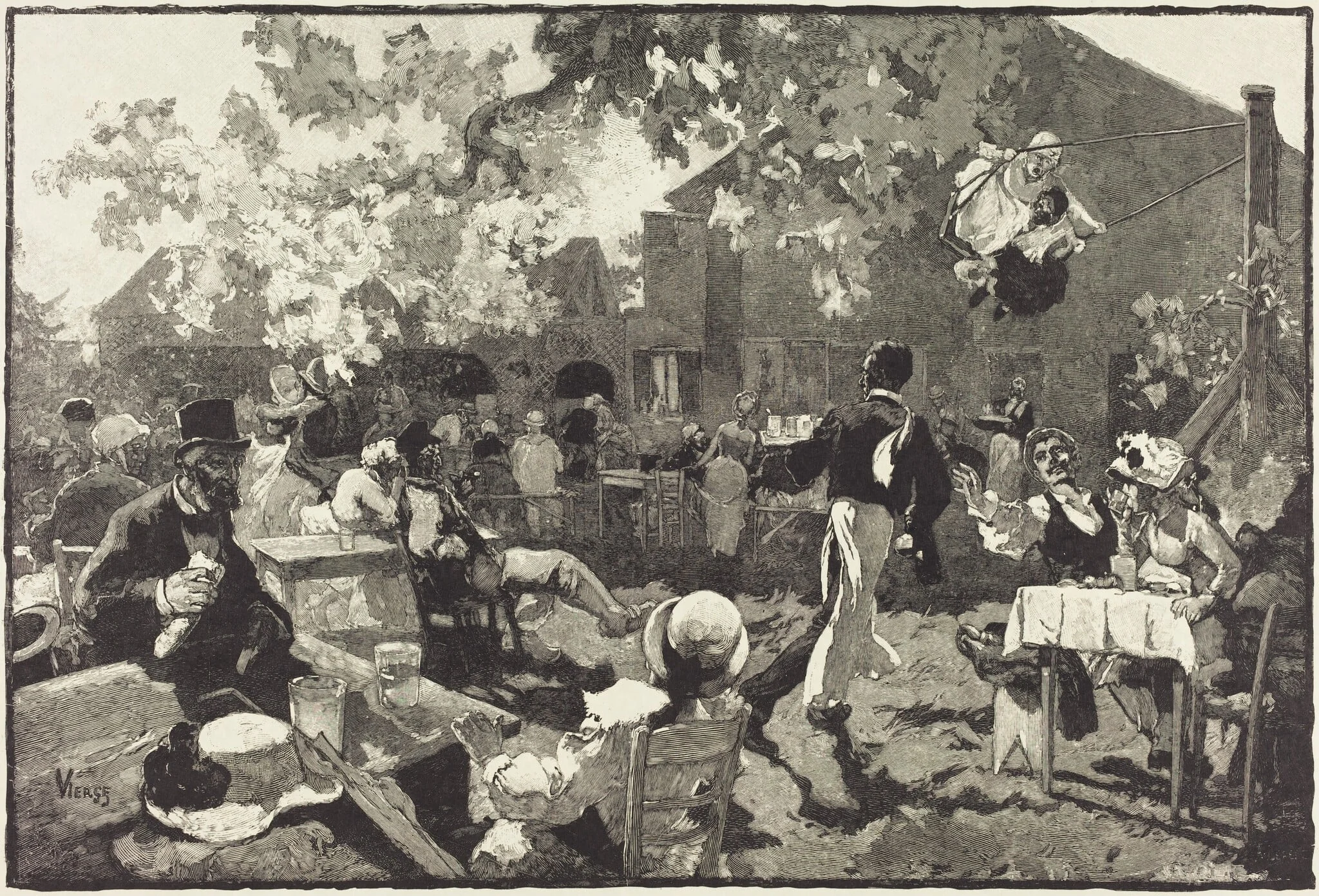 Le Cabaret du Coq de Bruyère au Bois de Meudon, detail