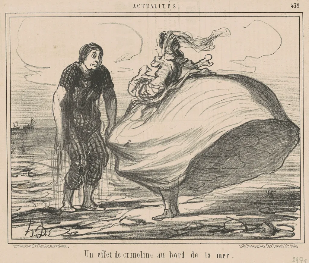 Un effet de crinoline au bord de la mer, by Honoré Daumier, ink, 1857