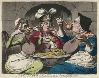 Monstrous Craws, at a New Coalition Feast, by James Gillray, watercolor, 1787