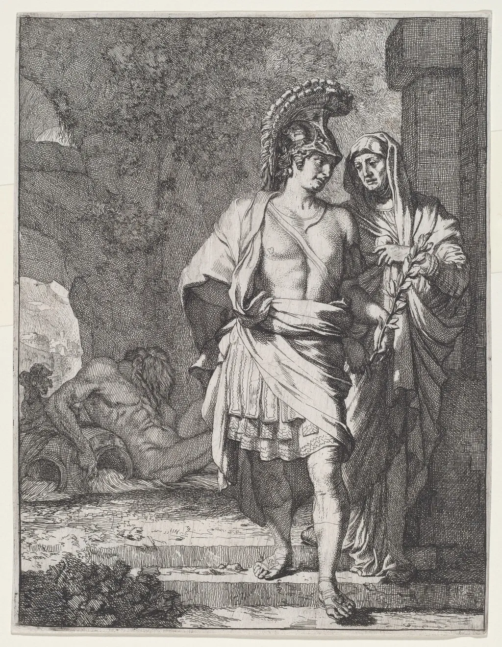 Aeneas and the Sibyl, by Gerard de Lairesse, ink, 1670