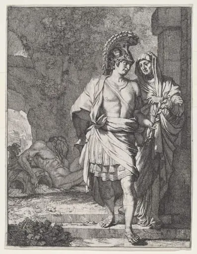 Aeneas and the Sibyl, by Gerard de Lairesse, ink, 1670