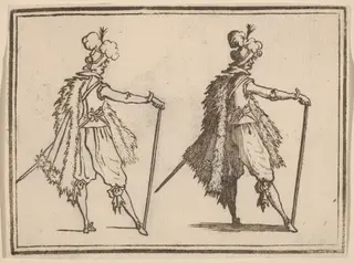Gentleman with Cane, by Edouard Eckman, ink, 1621