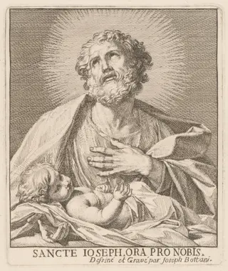 Saint Joseph and the Infant Jesus, by Giuseppe Bottani, ink, 1701