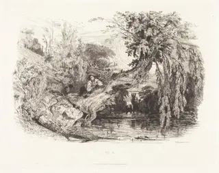 The Poacher, by Paul Huet, ink, 1834
