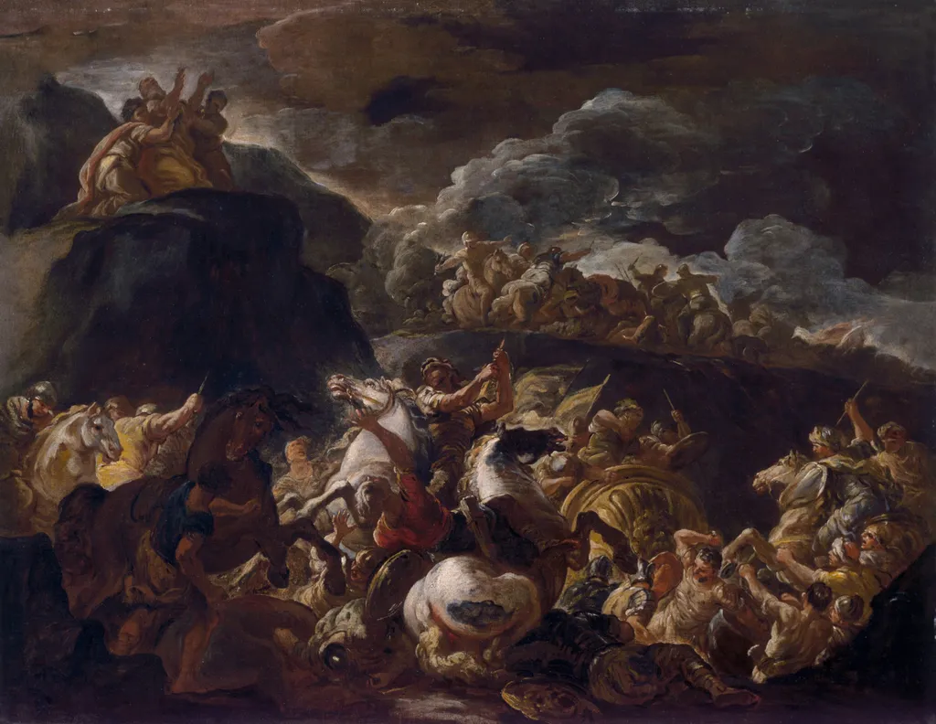 The Battle of Israel and Amalek, by Luca Giordano, oil, 1679