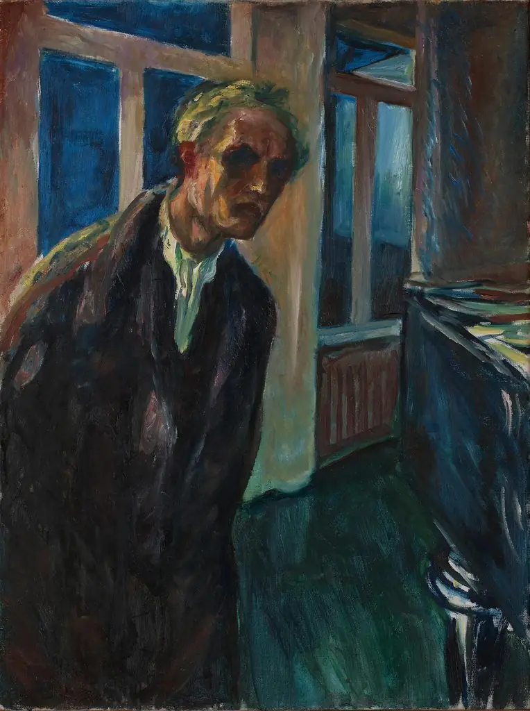 The Night Wanderer (A self-portrait), by Edvard Munch, oil, 1923