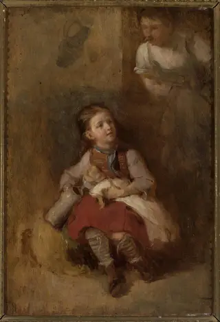 Girl with a doll, by Aleksander Kotsis, oil, 1872