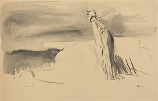 France Watching, by Jean-Louis Forain, ink, 1916