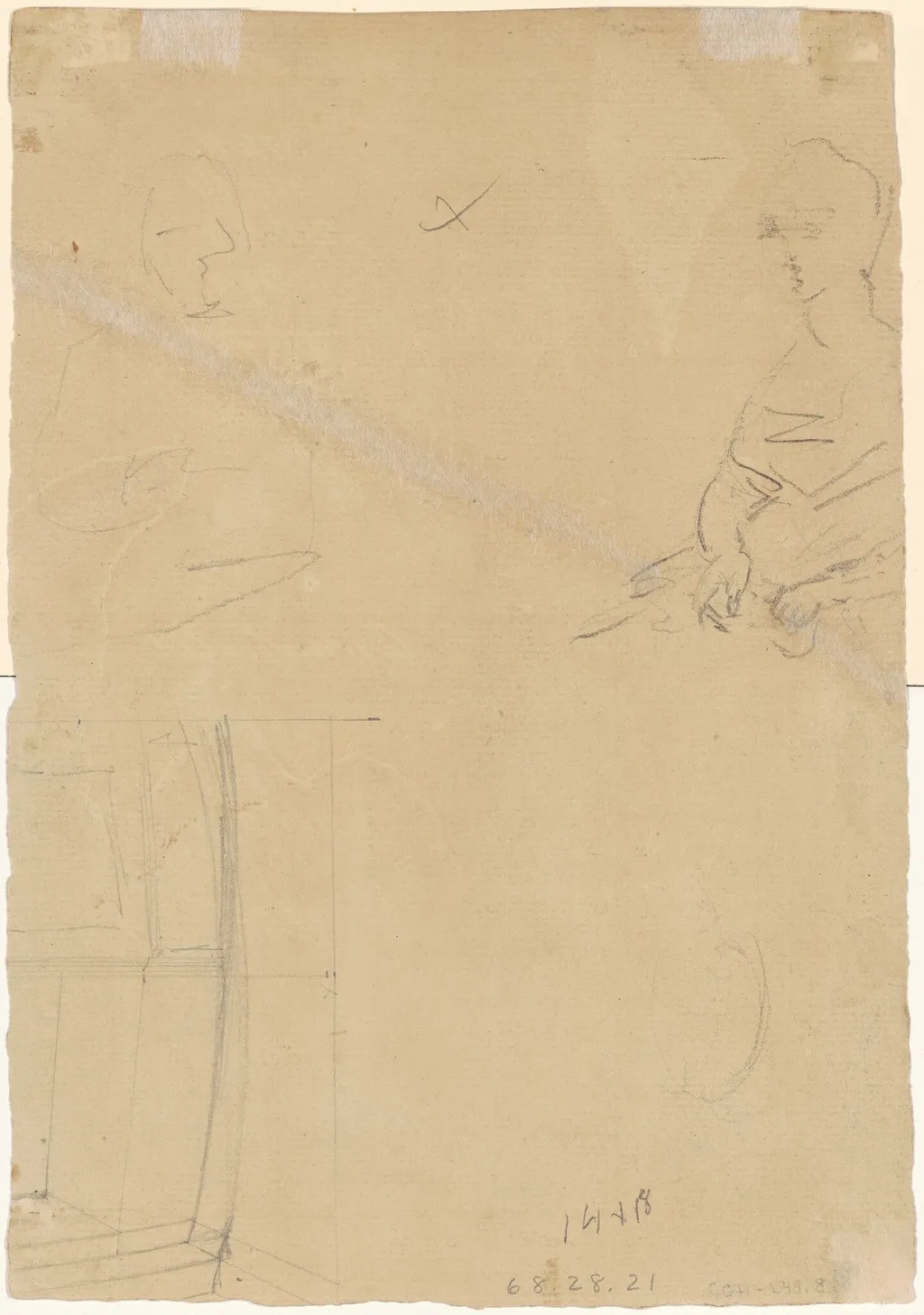 Figure Studies [verso], by Thomas Sully, graphite, 1815