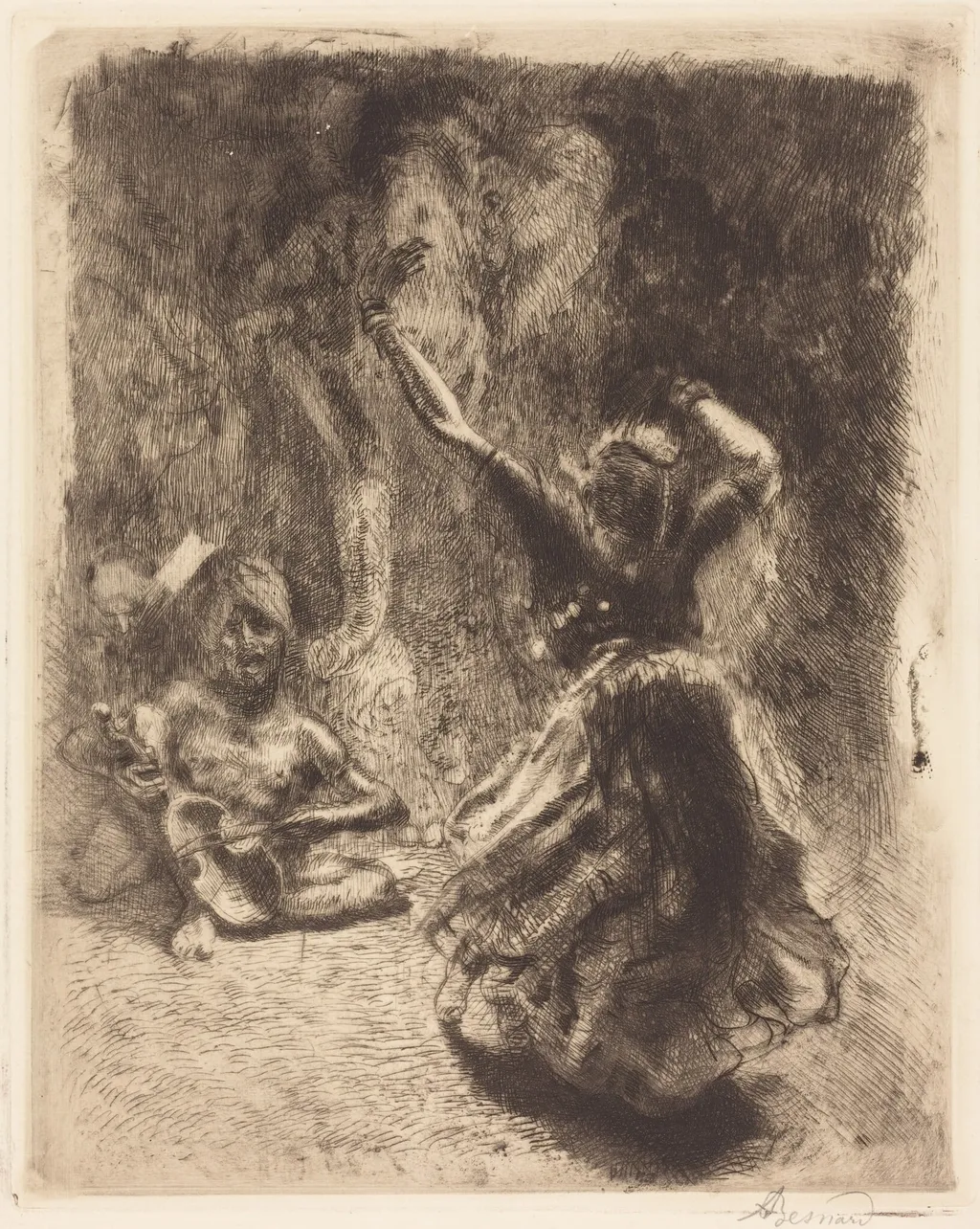 The Dancer of Tanjore (La bayadère of Tanjore), by Paul-Albert Besnard, ink, 1914