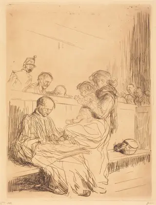 Le prévenu et l'enfant (The Prisoner and the Child), by Jean-Louis Forain, ink, 1909