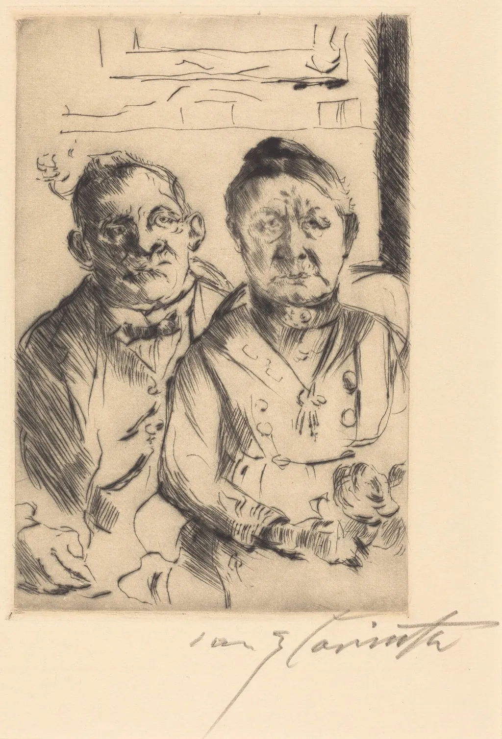 Ostpreussisches Ehepaar (Couple from East Prussia), by Lovis Corinth, ink, 1916
