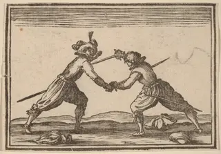 Duel with Swords, by Edouard Eckman, ink, 1621