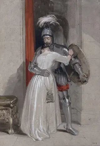 Knight and Lady, by George Cattermole, watercolor, 1825