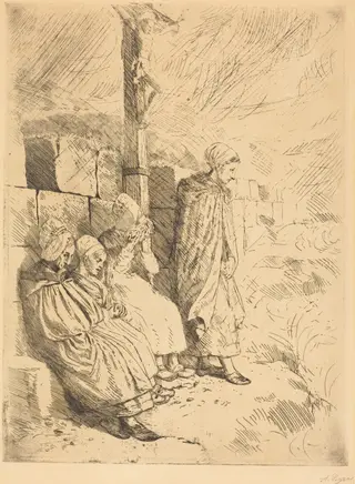 Fishermen's Wives (Femmes de pecheurs), by Alphonse Legros, ink, 1874
