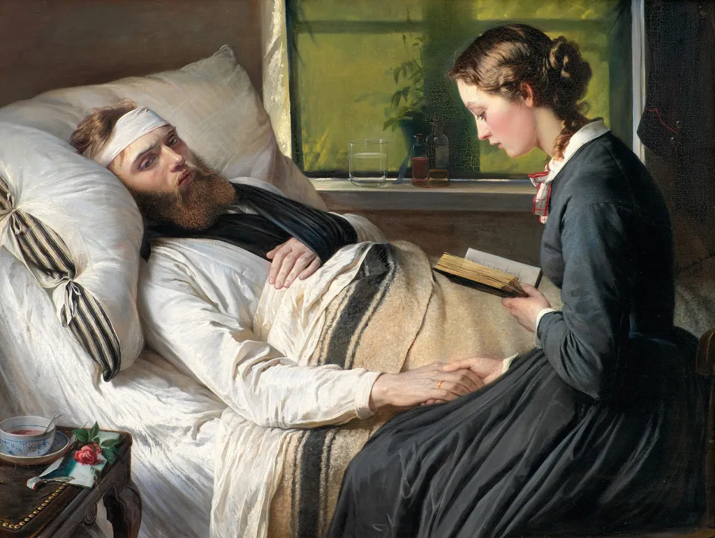A Wounded Danish Soldier, by Elisabeth Baumann, oil, 1865