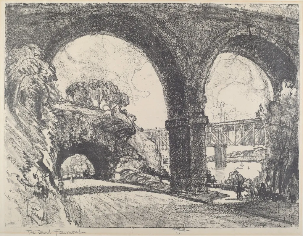 The Tunnel in the Park, by Joseph Pennell, ink, 1912