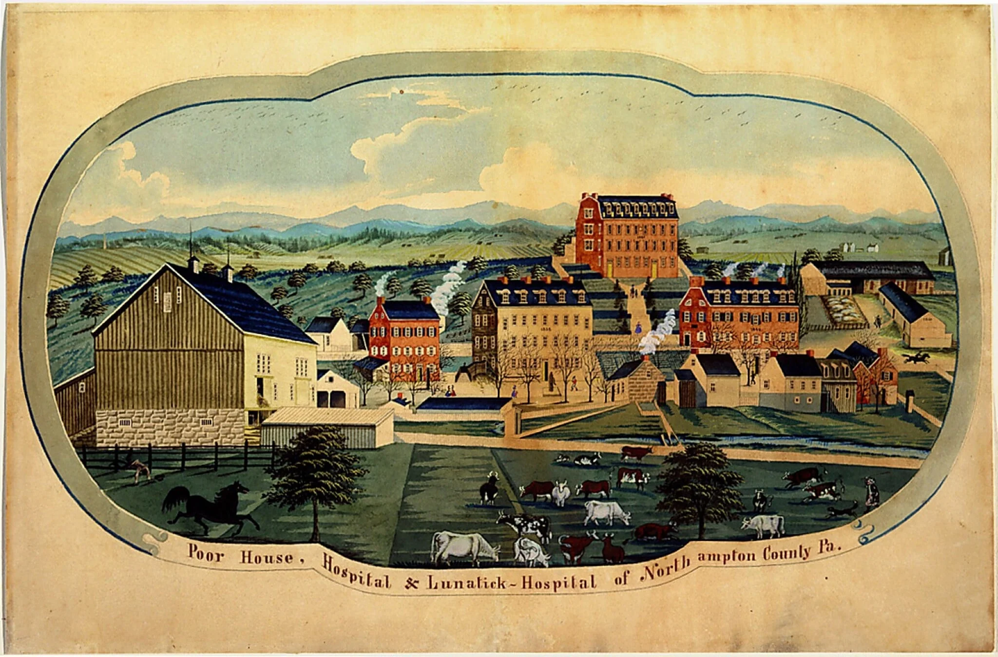 Poor House, Hospital & Lunatick-Hospital of Northampton County, Pa., detail