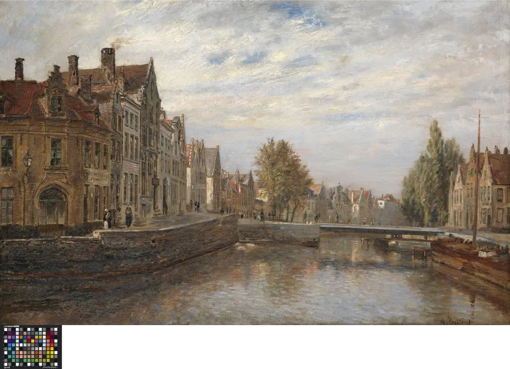 De Carmersbrug in Brugge, by Antoon Joostens, oil, 1851