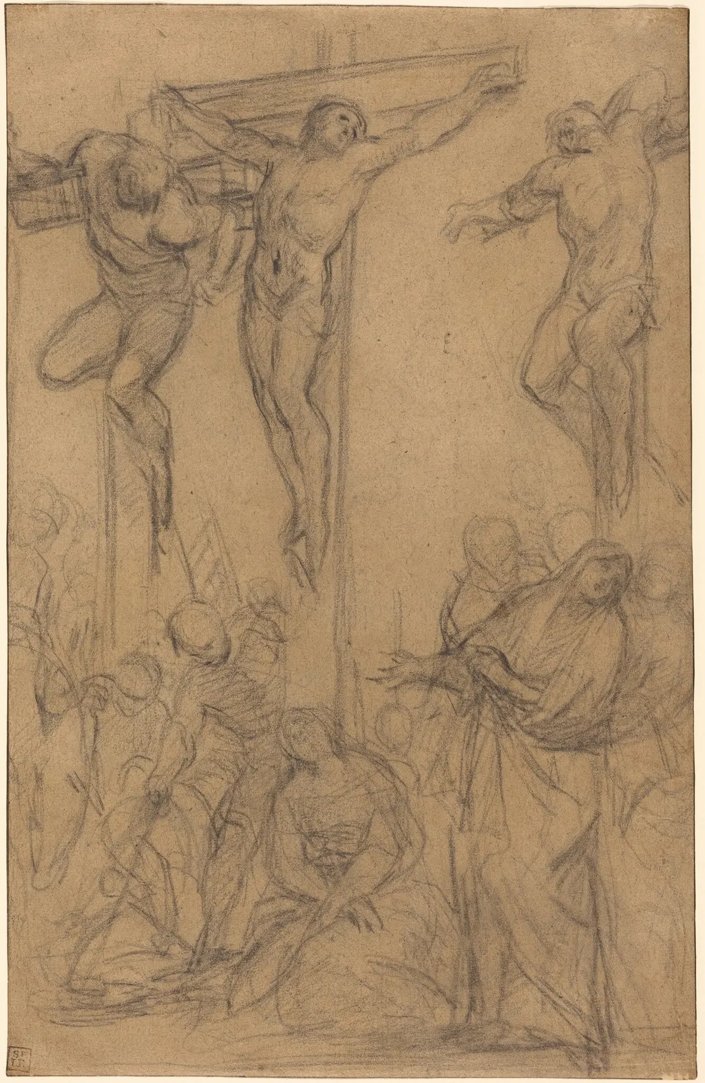 The Crucifixion, by Giovanni Battista Naldini, chalk, 1564