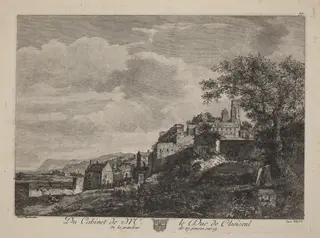View of a Hilltown, by Jeanne Deny, ink, 1789
