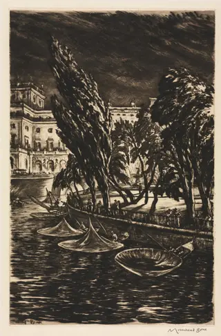 Windy Night, Stockholm, by Muirhead Bone, 1935