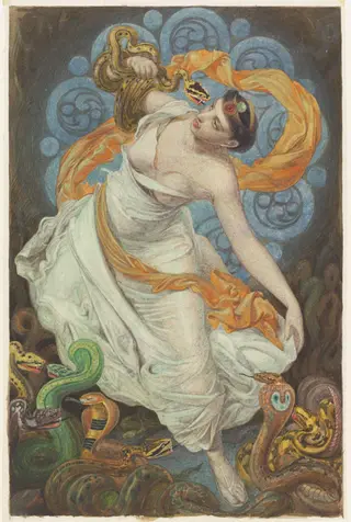 Bhanavar The Beautiful, by Frederick Sandys, watercolor, 1894