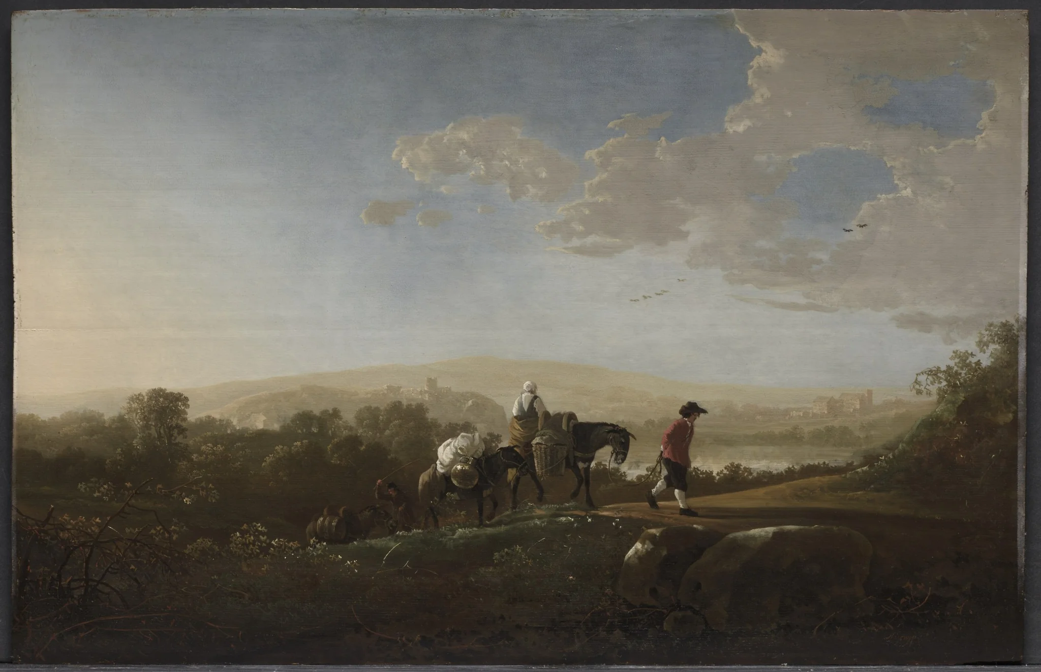 Travellers in Hilly Countryside, detail
