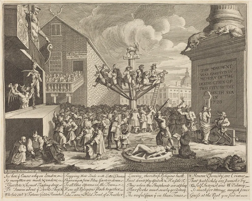 The South Sea Scheme, by William Hogarth, ink, 1721