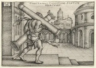 The Labors of Hercules: Hercules and the Columns of Gades, by Sebald Beham, 1545