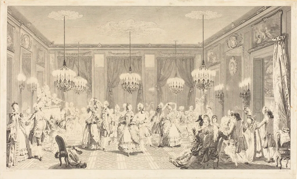 Le bal pare, by Antoine-Jean Duclos, ink, 1774