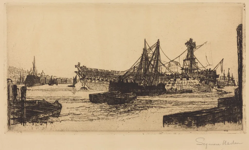 Breaking Up of the Agamemnon (The Second Plate), by Francis Seymour Haden, ink, 1886