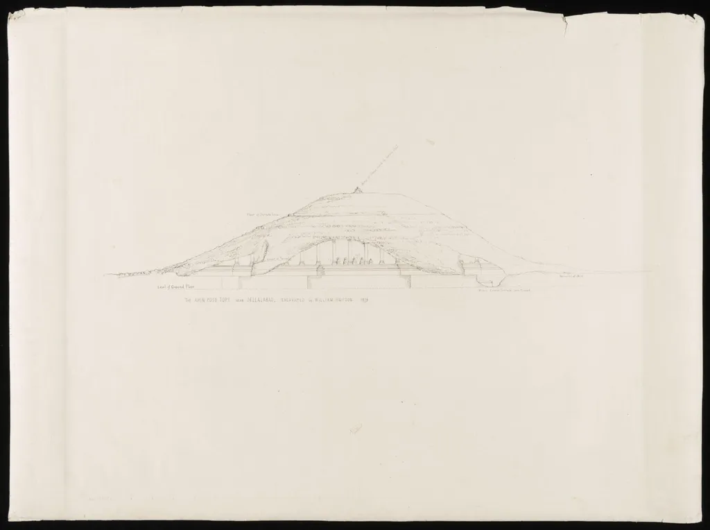The Ahin Posh Tope near Jellalabad, excavated, by William R.I. F.R.G.S. Simpson, 1879