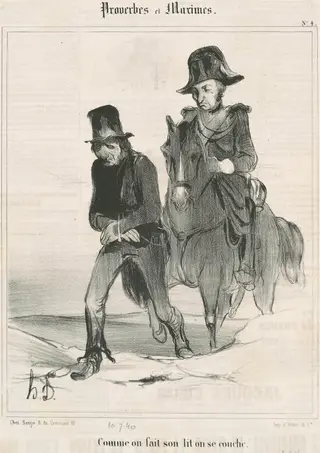 Comme on fait son lit on se couche, by Honoré Daumier, ink, 1840