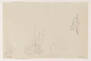 Sketches of boats, a figure and a dog, by George Chinnery, 19