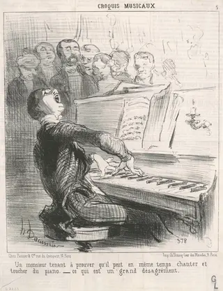 Un Monsieur tenant à prouver qu'il peut..., by Honoré Daumier, ink, 1852