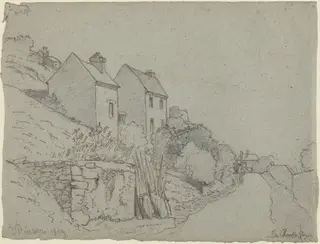 Houses by a Road, by Camille Pissarro, ink, 1859