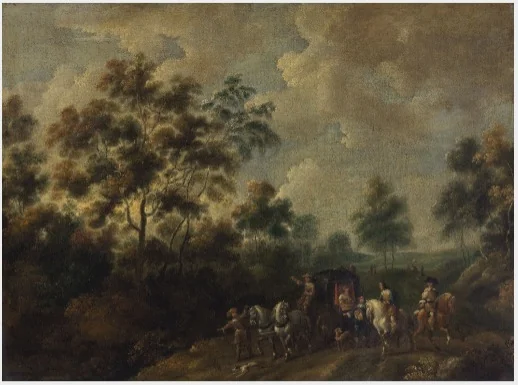 A Landscape with a Coach Party, detail