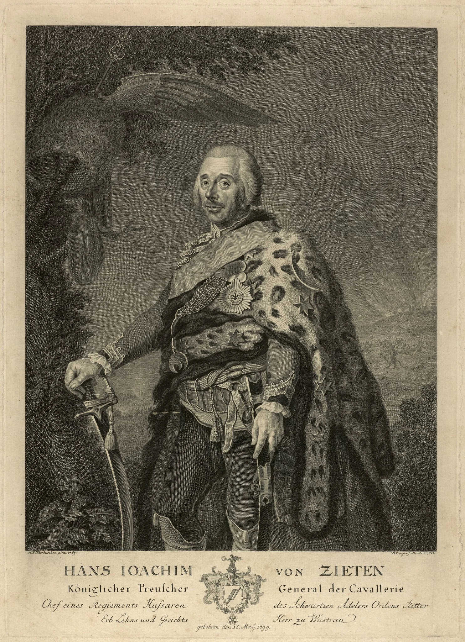 Therbusch, Anna Dorothea (Vorlage): Porträt Hans Joachim von Zieten, detail