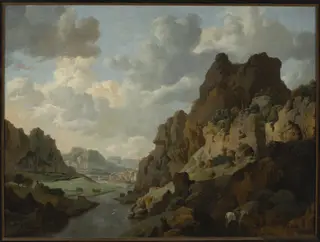 Mountain landscape, by Jan van Aken, oil, 1650