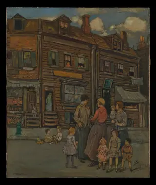 Street Group, by Jerome Myers, oil, 1923