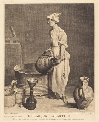 Le Garcon cabaretier, by Charles-Nicolas Cochin I, ink, 1740