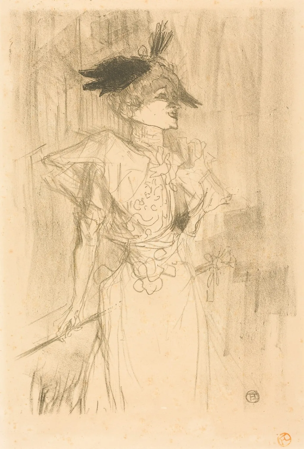 Mlle. Marcelle Lender, Standing (Mlle. Marcelle Lender, debout), by Henri de Toulouse-Lautrec, ink, 1895